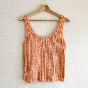 Vince Pink Ribbed 100% Cotton Knit Tank